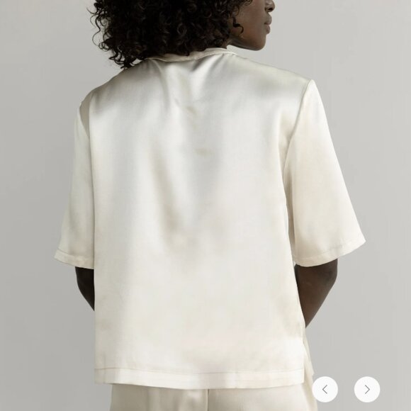 Cozy Earth 2pc Serenity Silk Scoop Neck & Wide Leg Pant Set in Champagne - NEW - Picture 3 of 11